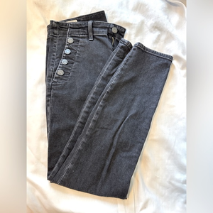 GAP Sz 30 Faded‎ Black Skinny High Rise Jeans with Button Front